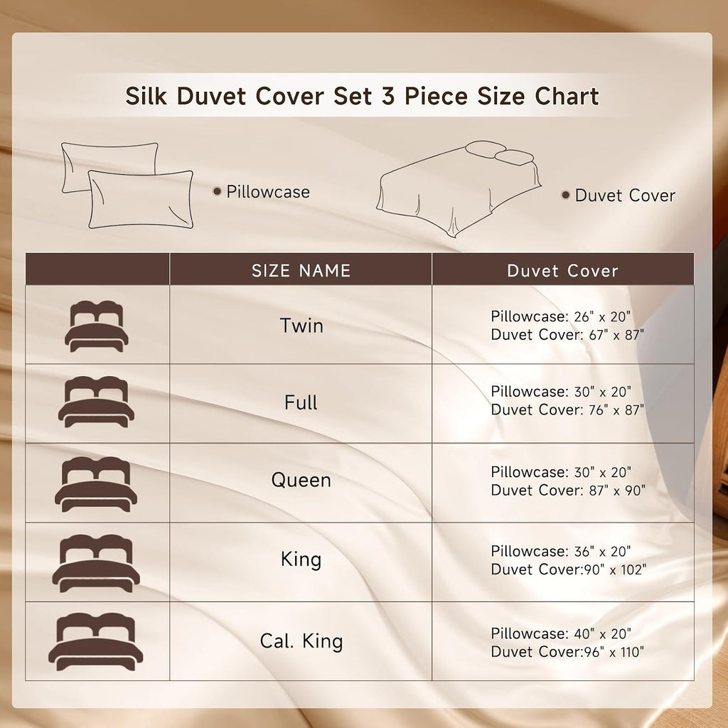 THXSILK 100% Pure Mulberry Silk Duvet Cover Set 3 Piece, 6A+ Grade Luxury Soft Bedding Silk Sheets for Hair and Skin, 1 Pcs Duvet/Quilt/Comforter Cover with 2 Zippered Pillowcases (Champagne, Twin)