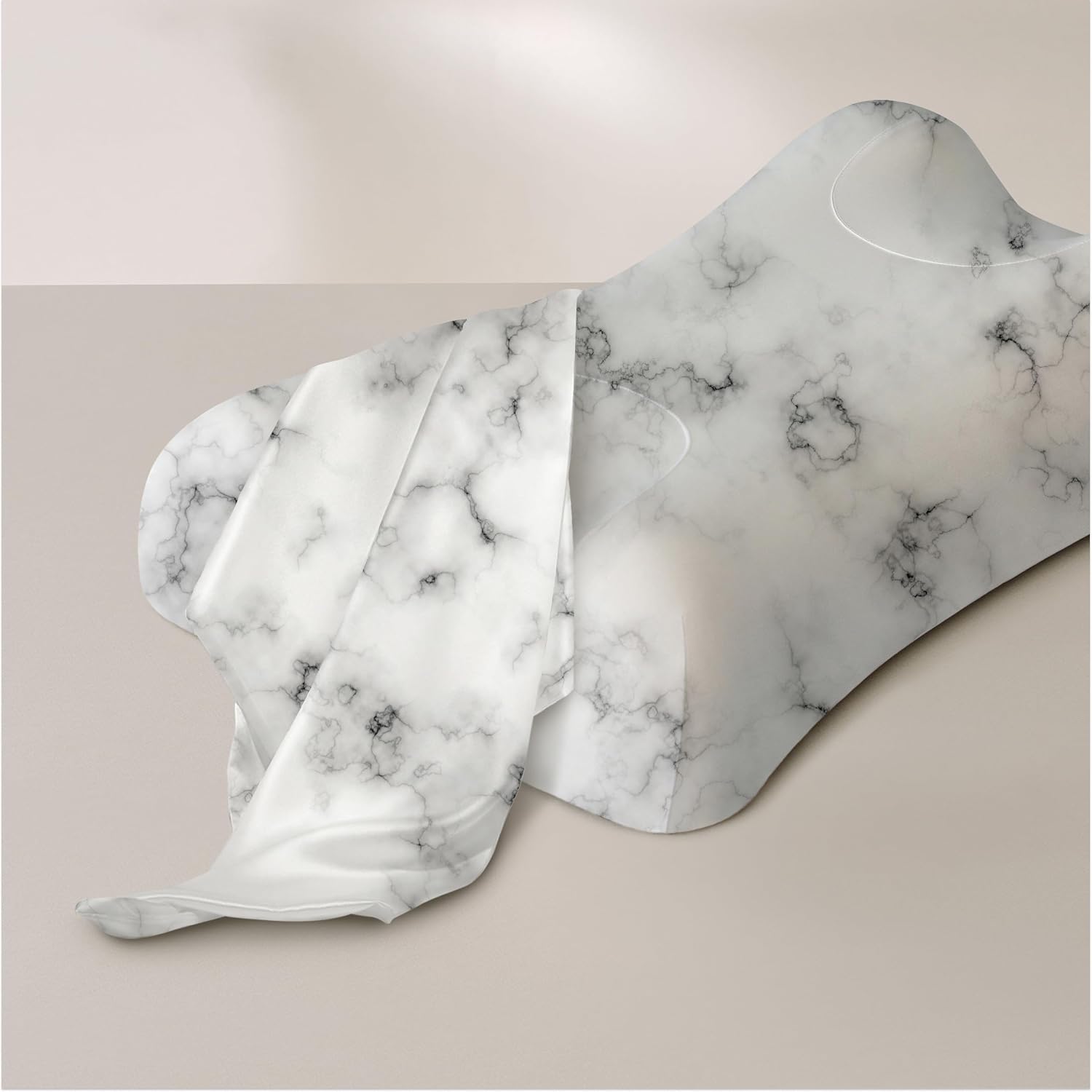 Sleep & Glow Omnia Natural Silk Pillowcase for Hair and Skin Fits Unique Shape of Sleep&Glow Omnia Pillow – 19mm Grade 6A Mulberry Silk (White Marble)