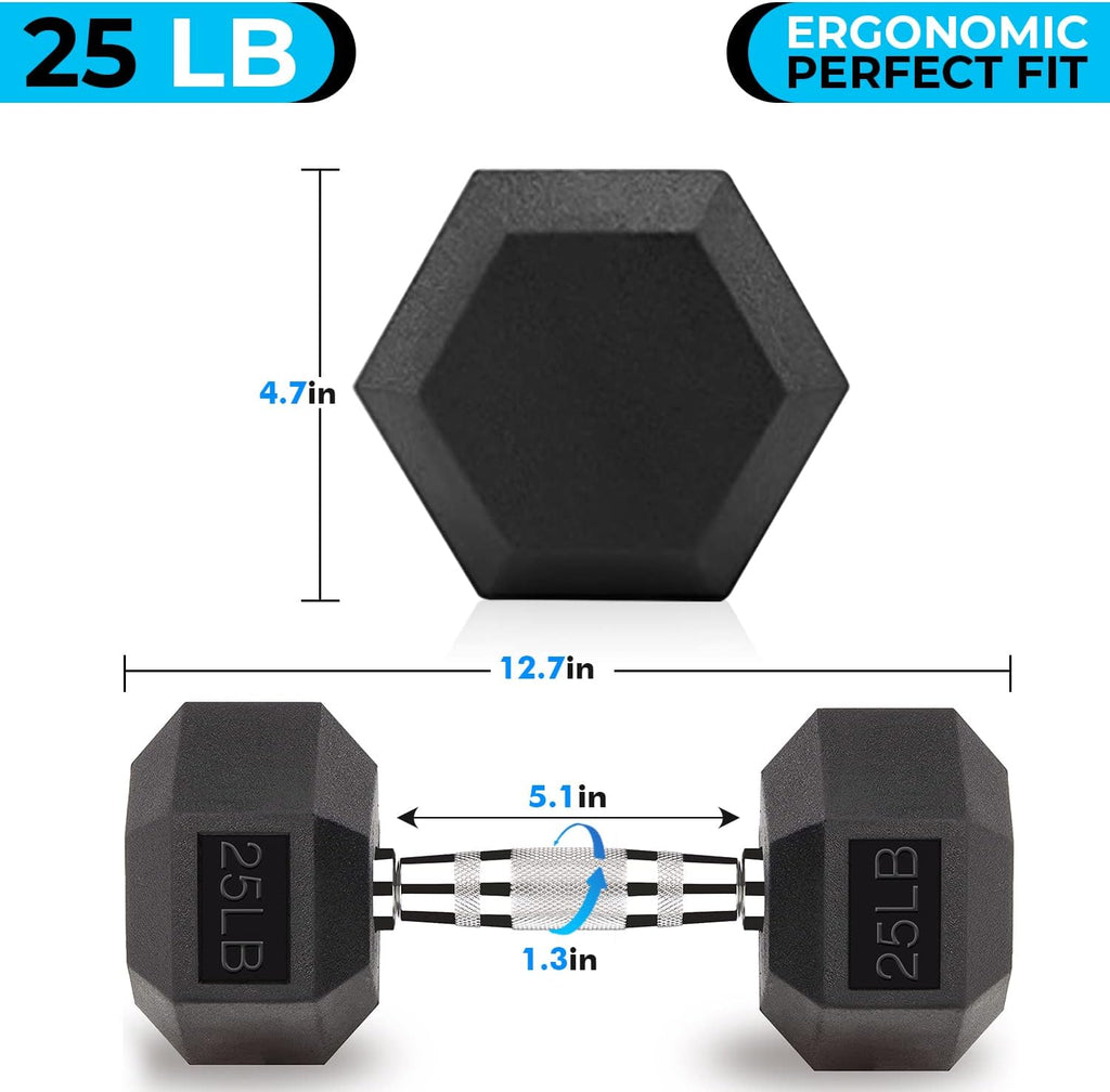 Hex Dumbbells 5,10,15,20,25,30,40 LB Exercise & Fitness Weights Dumbbell For Women & Men Free Weights Rubber Coated cast Iron Set