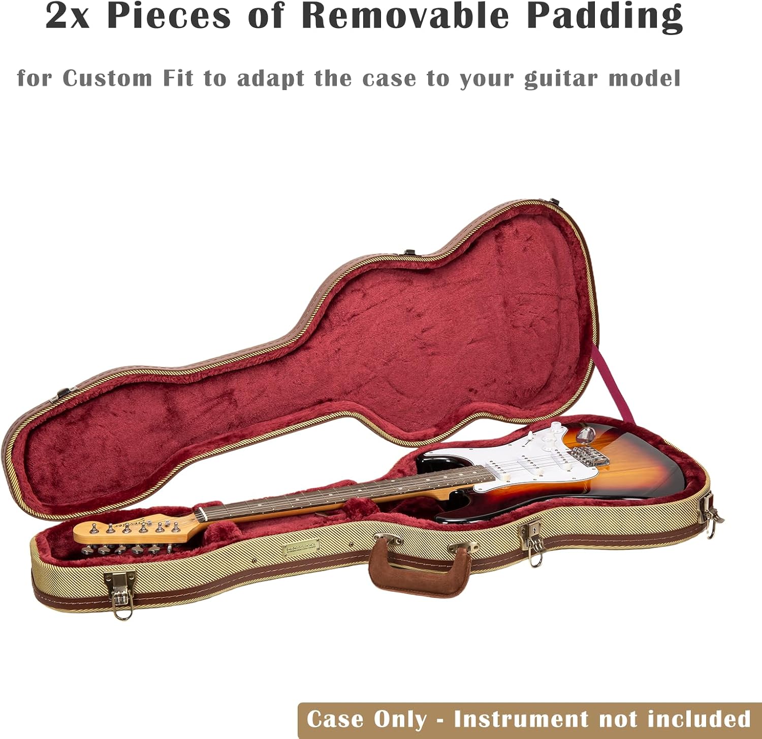 Crossrock Master Series Electric Case fits Telecaster and Stratocaster Styles of Guitars | Classic Fabric Tweed Exterior, Re-Engineered Wooden Shell (CRW720STFT)