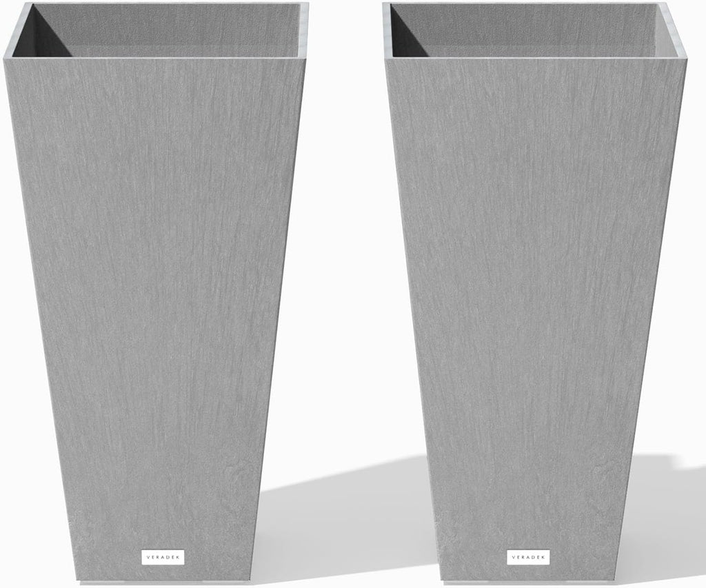 Veradek V-Resin Indoor/Outdoor Taper Planter, 2-Pack (26 inch, Grey)