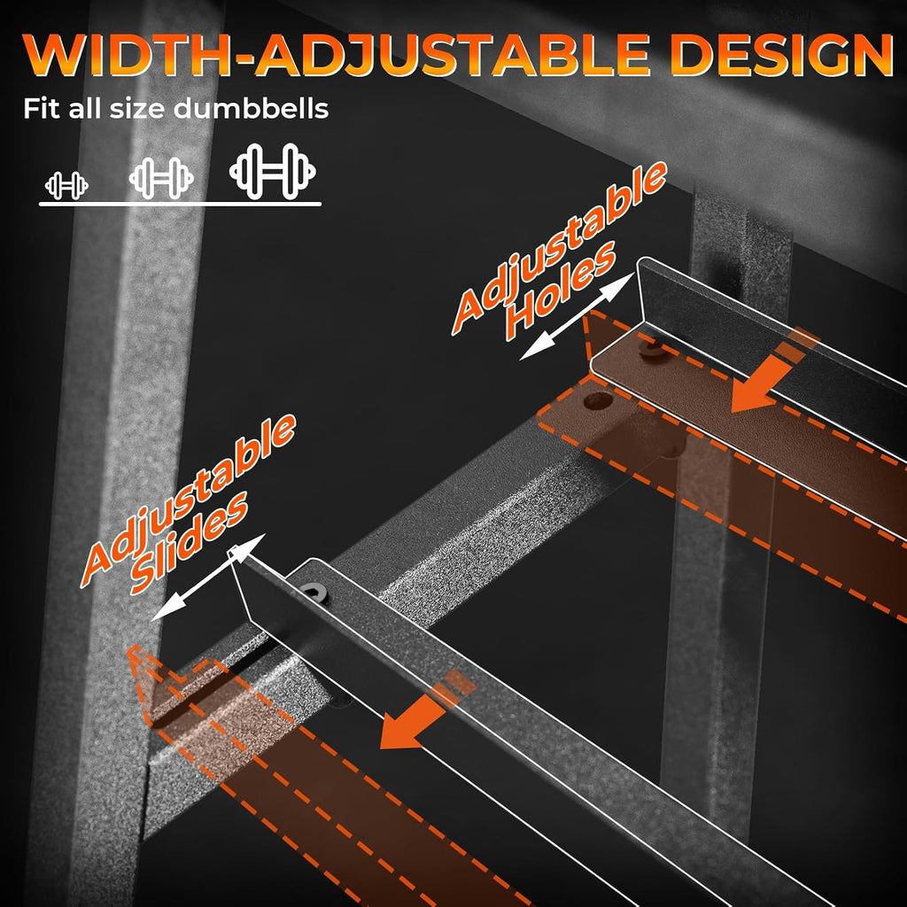 Upgraded XXL Dumbbell Rack Weight Stand - Bonvork Adjustable Weight Rack for Dumbbells, Home Gym Storage Rack With 3MM Thickened Angle Iron for Balls,Yoga Mat, Workout Equipment Organizer With Wheels