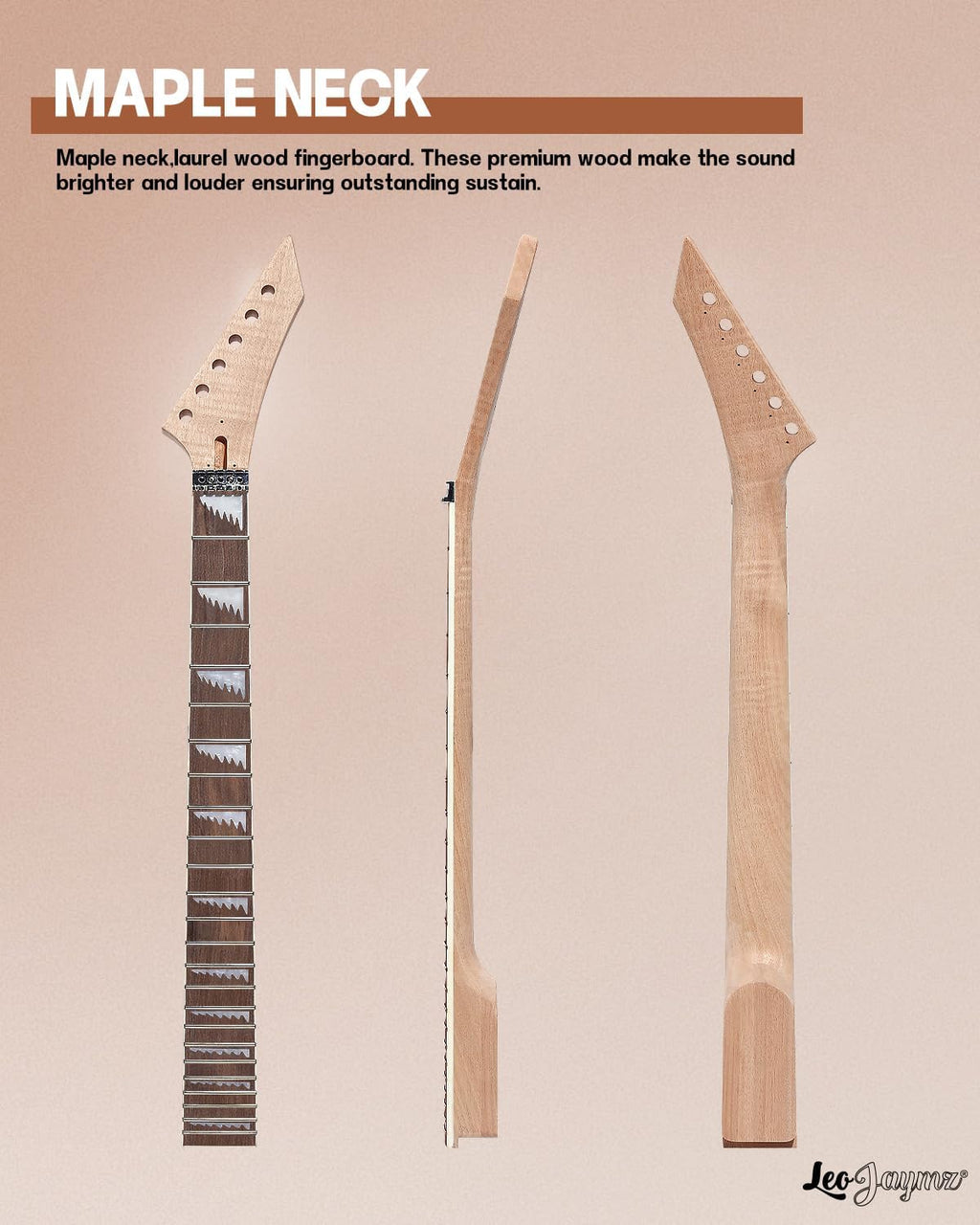 Leo Jaymz DIY Electric Guitar Kits in AL Style - Mahogany Body and Neck - Laurel Wood Fingerboard and All Components Included (AL)