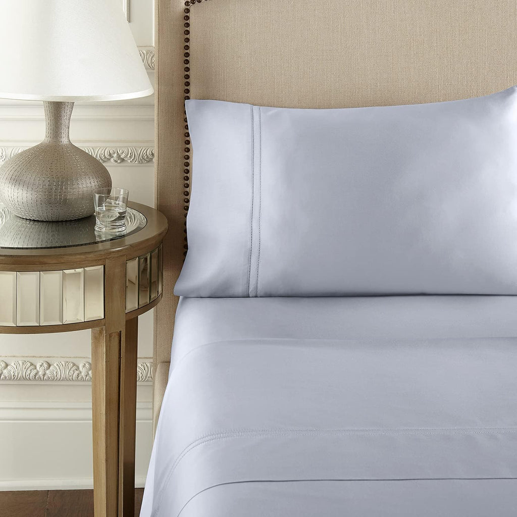Pure Parima Yalda Sheet Set – 100% Certified Egyptian Cotton, Double-Hem Stitch, Twin XL, ICY Blue