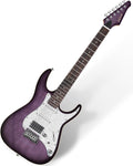 AKLOT Solid Body Electric Guitar - Flame Maple Top, HSS Alnico V Pickups with Coil-Split, Roasted Maple Neck, Locking Tuners, Veltrix Series, Violet Venom