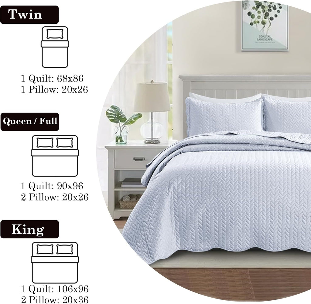 IR Imperial Rooms 8 Pack Quilt King Size Bedding (106' x 96') - Bulk Wholesale for Hotels, Guest Bedroom & Airbnbs - Lightweight Microfiber Reversible Embossed Quilts Bedspread (White)