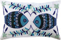 The HomeCentric Decorative Oblong/Lumbar Throw Pillow Covers Accent Pillows Couch Sofa Pillow Case Pack of 2, 12'x26' (30x65 cm) White Silk Dupioni Bead Embroidery - Fish Tales