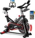 pooboo Exercise Bike,Stationary Bike with Exclusive App for Home,Magnetic Low Noise Indoor Cycling Bike with 350lbs Weight Capacity,Adjustable Seat,Tablet Mount and LCD Display for Weight Loss