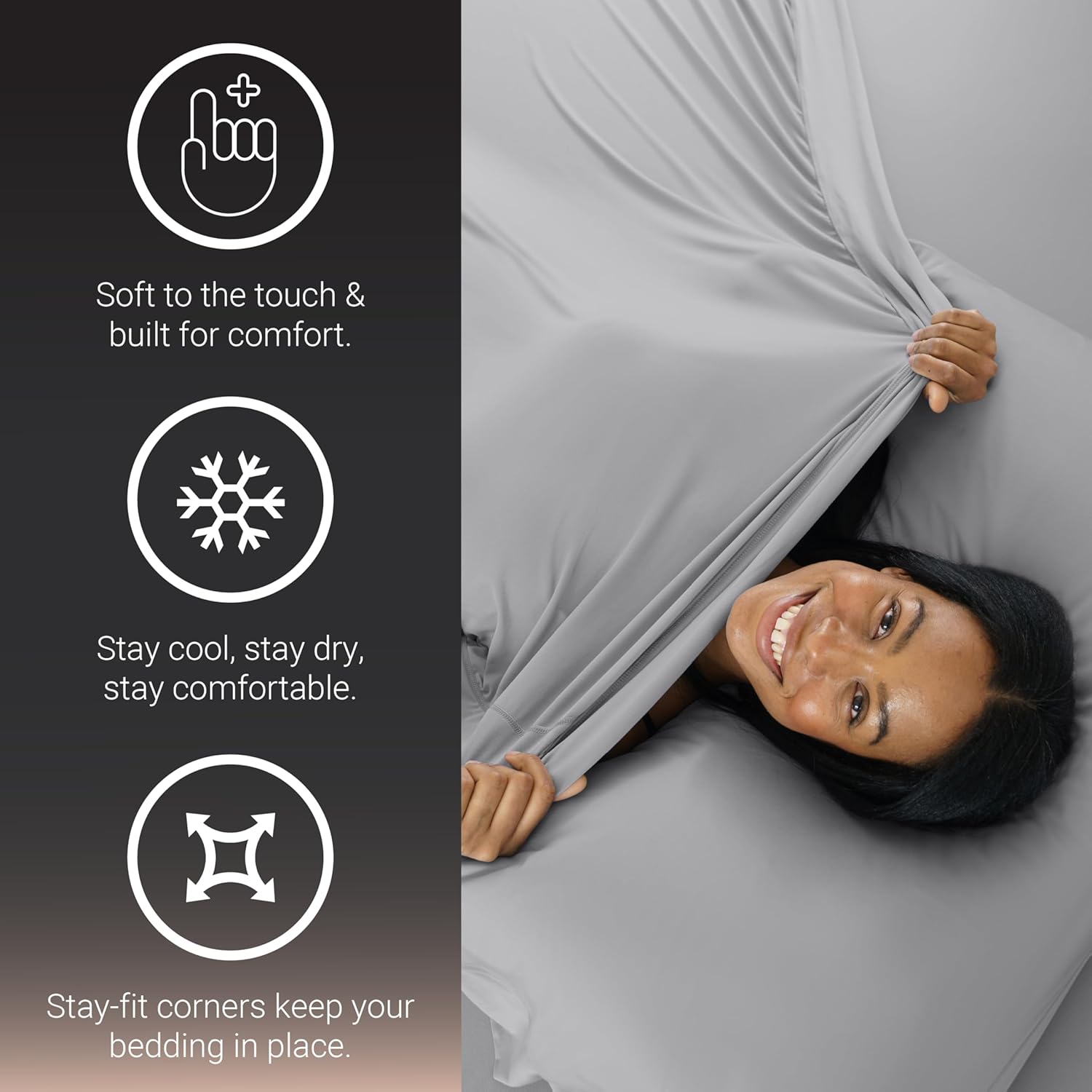 SHEEX - Active Comfort Cooling Sheets Set (Queen) Blue Sky - Moisture Wicking - 1 Flat Cooling Sheet, 1 Fitted Cooling Sheet, 2 Cooling Pillow Covers - Wrinkle Free - Sleep Aid