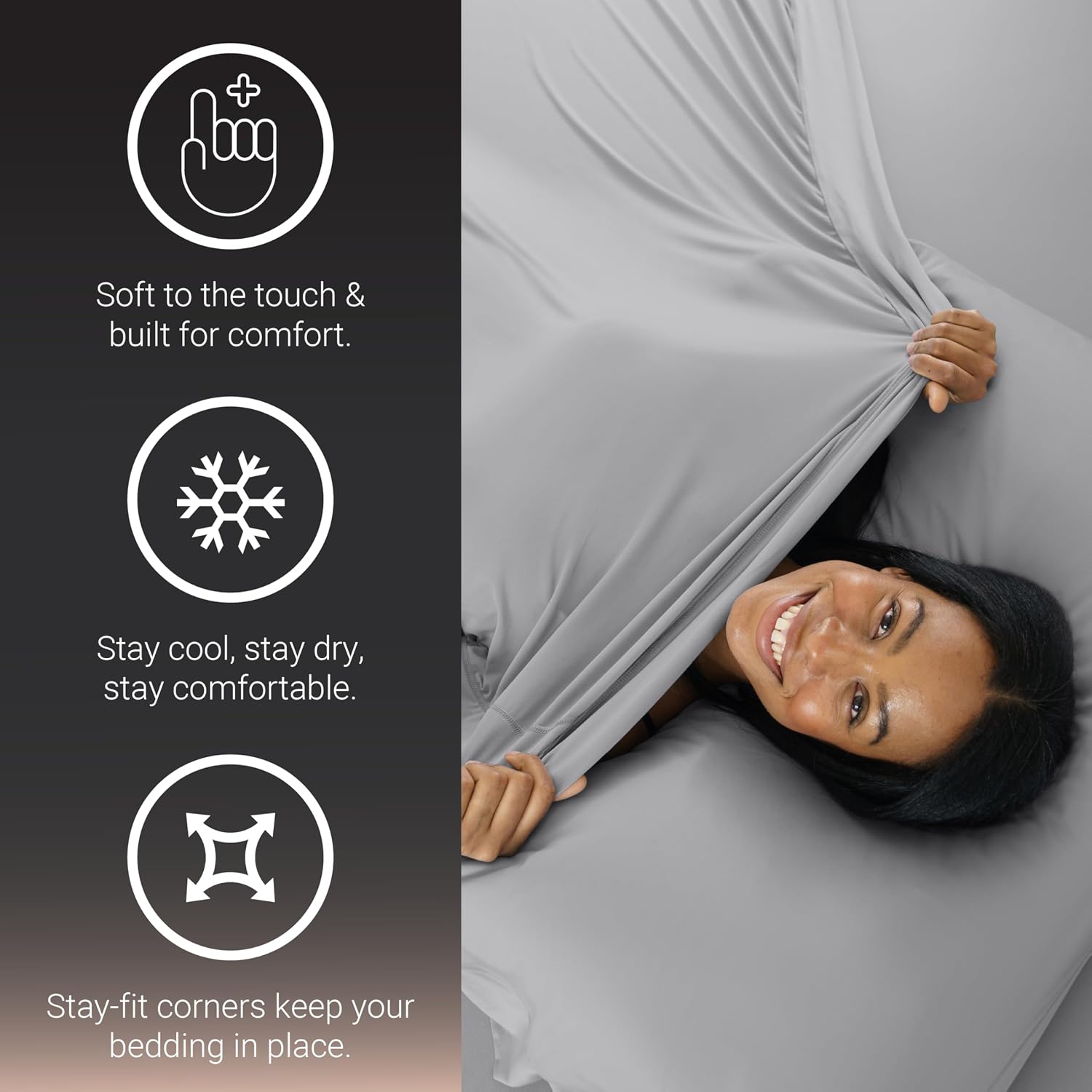SHEEX - Active Comfort Cooling Sheets Set (Queen) Bright White - Moisture Wicking - 1 Flat Cooling Sheet, 1 Fitted Cooling Sheet, 2 Cooling Pillow Covers - Wrinkle Free - Sleep Aid