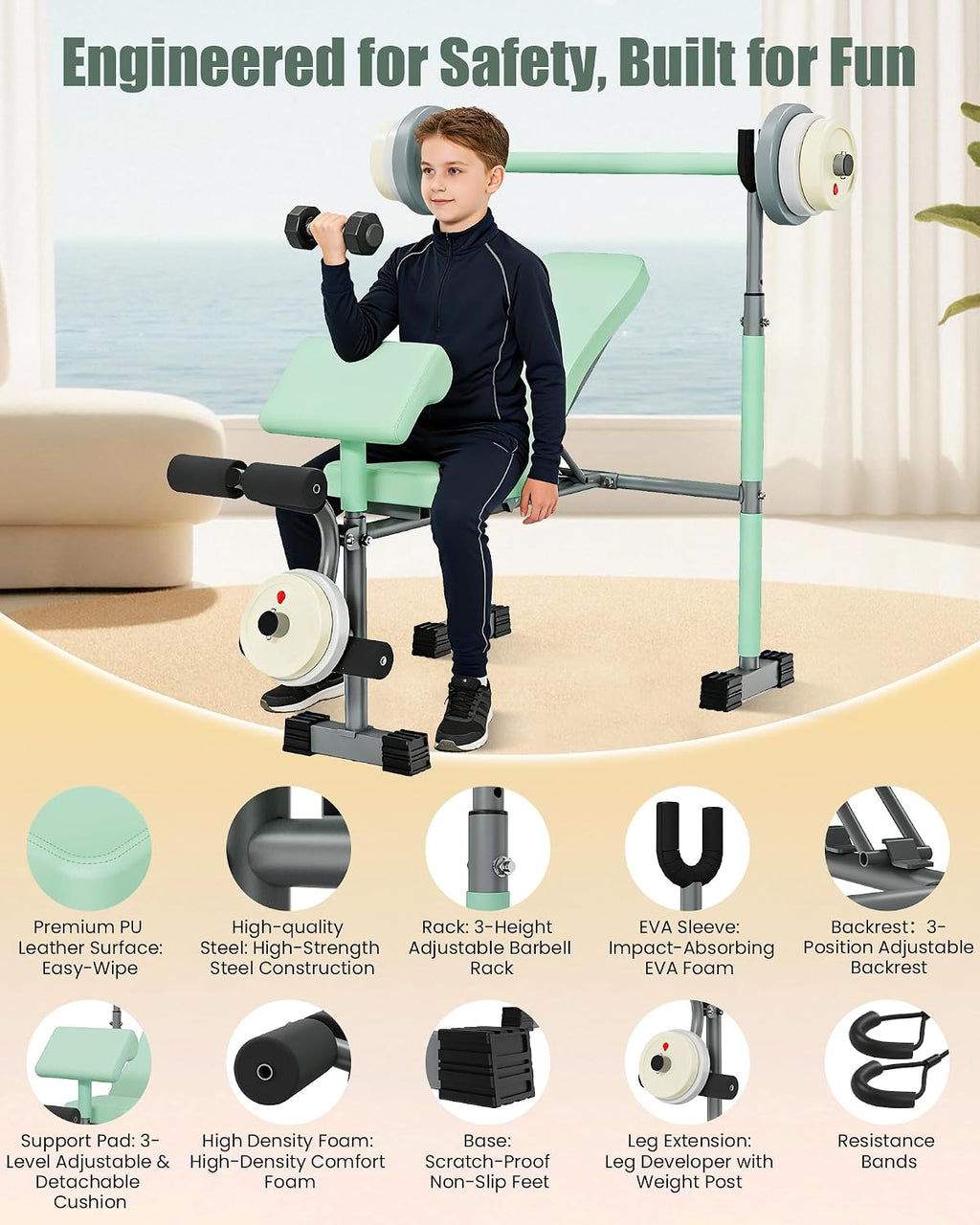 Kids Workout Equipment, Adjustable Weight Set, Kids Exercise Equipment for Home Gym Fitness & Exercise, Workout Fitness Set for Home Gym