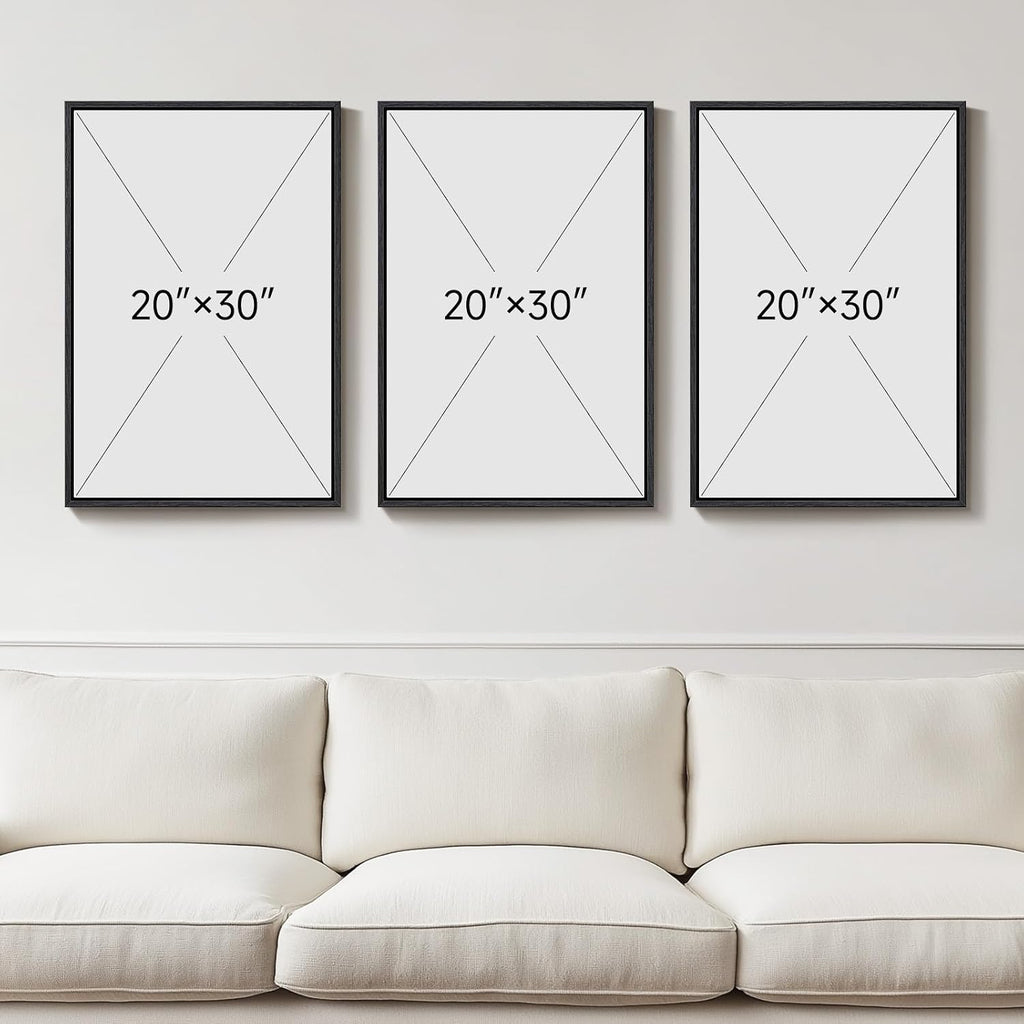 Large Framed Colorful Abstract Wall Art for Living Room, 3 Piece Mid Century Modern Canvas Paintings Prints Artwork for Walls, Yellow Pictures Wall Decor for Bedroom Home Office Hallway, 20x30 Inch