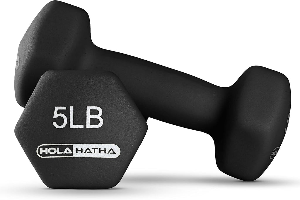 HolaHatha Neoprene Dumbbell Weights Set w/Rack, Home Gym Equipment - Portable Weighted Exercise Dumbbells for Fitness, Training, and Lifting Workouts