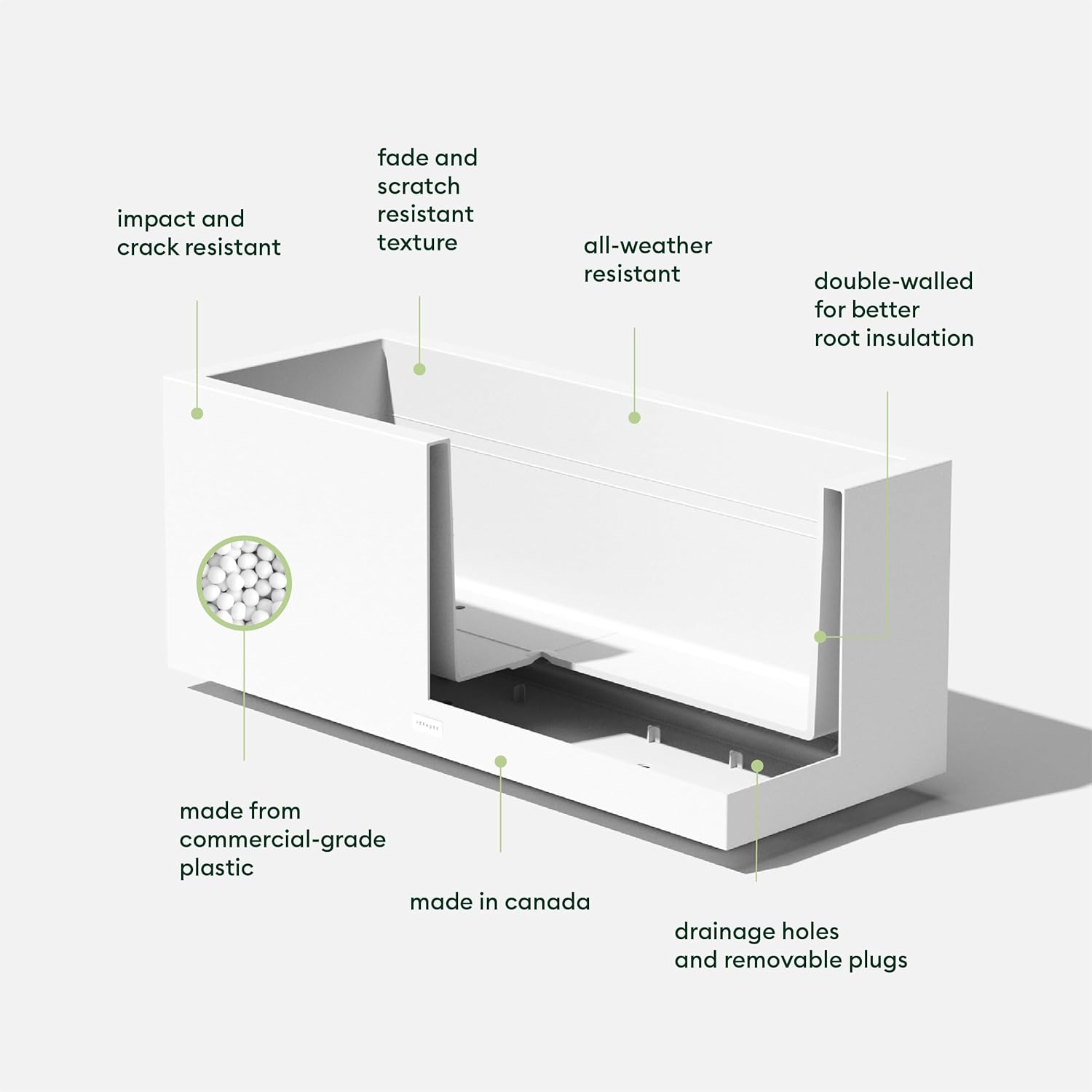 Veradek Block Series Long Box Planter - Large Rectangular Planter for Indoor or Outdoor Patio/Porch | Durable All-Weather Use with Drainage Holes | Modern Décor for Tall Plants, Flowers or Shrubs