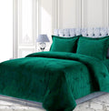 Velvet Comforter Set King 3 Piece (Comforter + 2 Pillowcases) Hunter Green 600 GSM