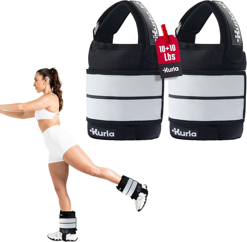 Ankle & Wrist Weights – 8/16/20/30 lbs Pair (4–15lbs - Each) | Dual Adjustable Secure Strap System | Patented Design | Ideal for Home Workouts, Pilates, Yoga, Glute Training