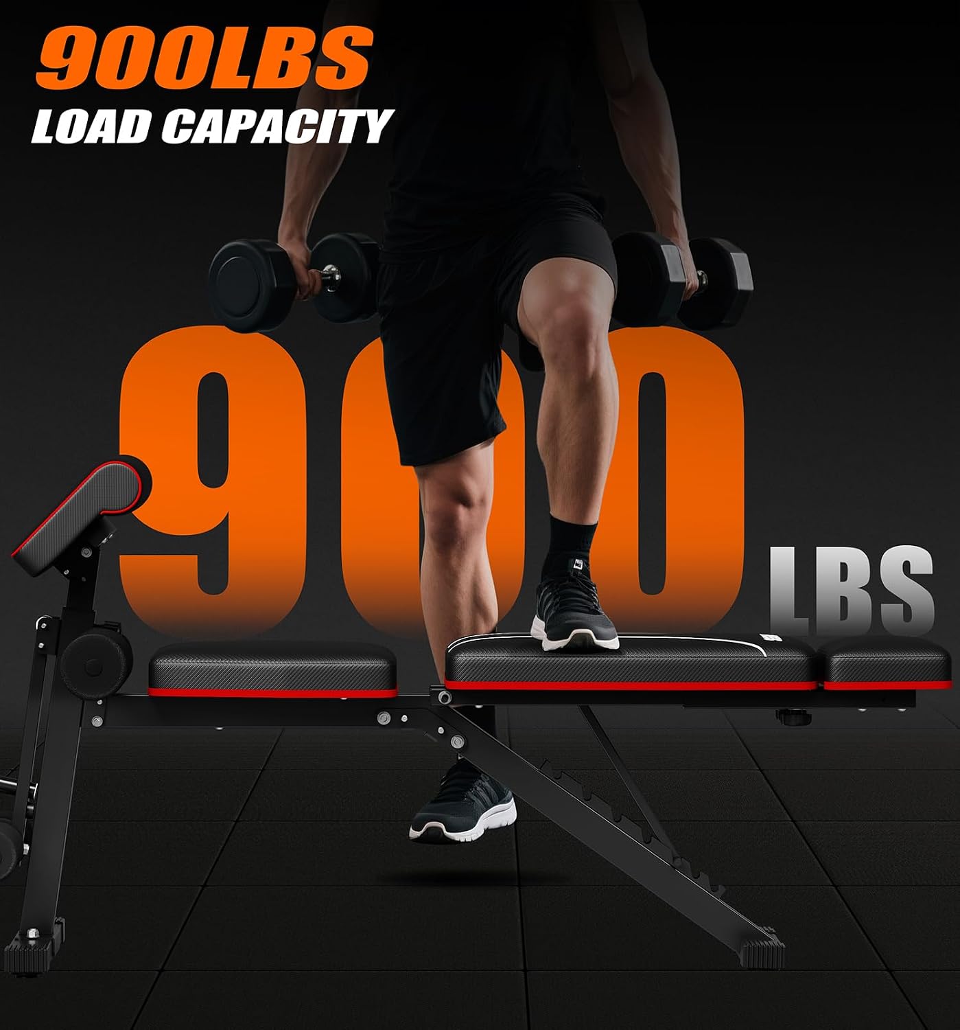 Adjustable Weight Bench & Workout Bench & Leg Extension for Home Gym, Foldable Bench Press for Full Body Workout with Leg Developer & Preacher Pad, 900Lbs Capacity & Space-Saving Design