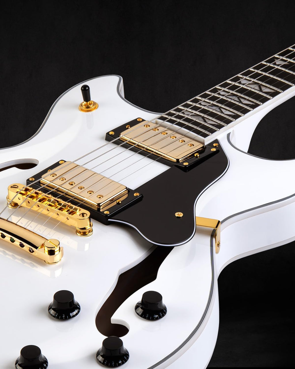 WestCreek 333 Electric Guitar, Semi Hollow Body Jazz Electric Guitar, Alnico Humbucker Pickups, Rosewood Fretboard, Maple Neck, Rounded End Frets, Maple Body, Full size (Polar White)