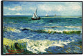 Wieco Art Extra Large Black Framed Canvas Prints Seascape at Saintes Maries by Vincent Van Gogh Modern ArtWork Sea Pictures on Canvas for Living Room Home Decorations