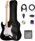 Fender Squier Sonic Stratocaster Pack - Black Bundle with Frontman 10G Amplifier, Gig Bag, Tuner, Strap, Cable, Picks, and Austin Bazaar Instructional DVD