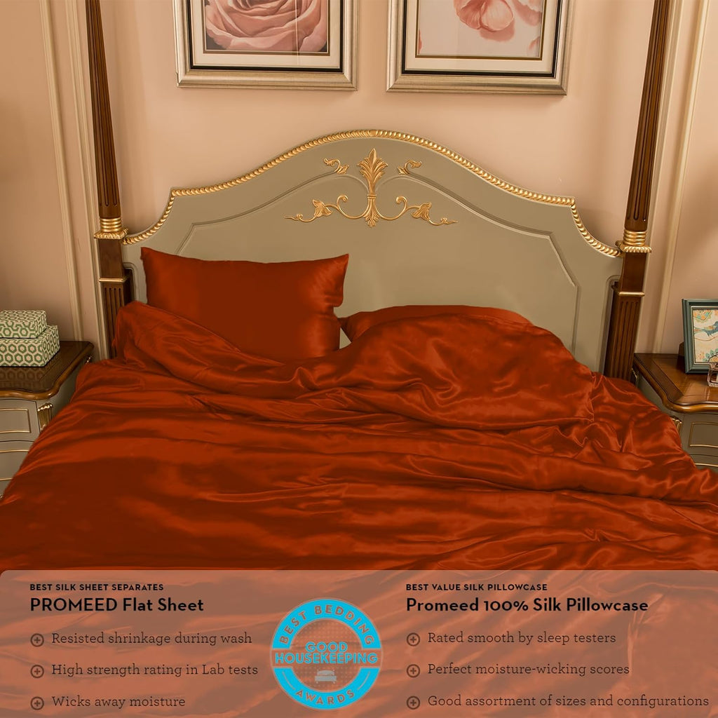 PROMEED 100% Mulberry Silk California King Duvet Cover, Soft 23 Momme Silk Quilt Cover with Zipper and Corner Tie, Thermo-regulating (Dusk, California King)