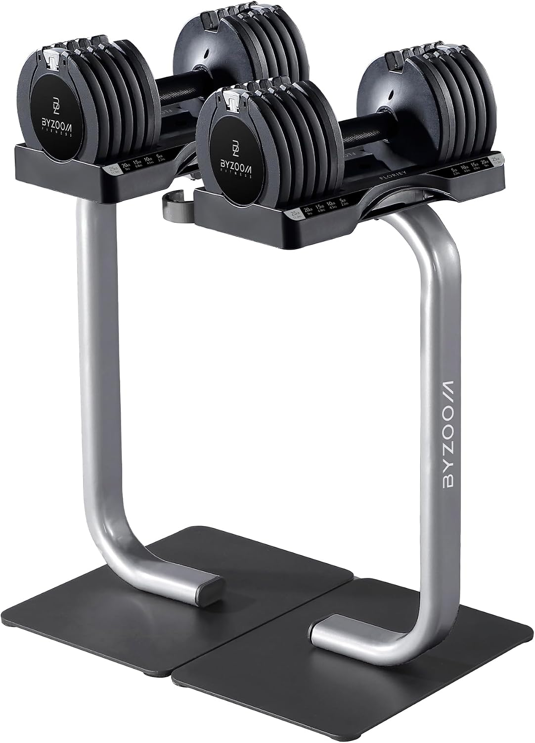 BYZOOM FITNESS 25lb Adjustable Dumbbell & Dumbbell Stand Set