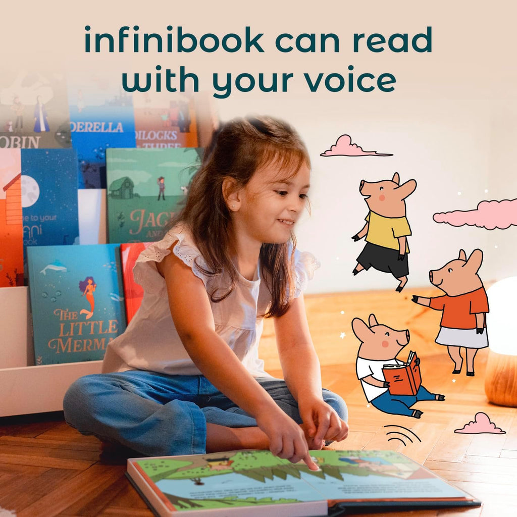 Cali's Books The Three Little Pigs - infinibook Reader Recordable Storybooks for Kids, Customizable Interactive Audio Book Reader for Toddlers, Educational Screen-Free Toy