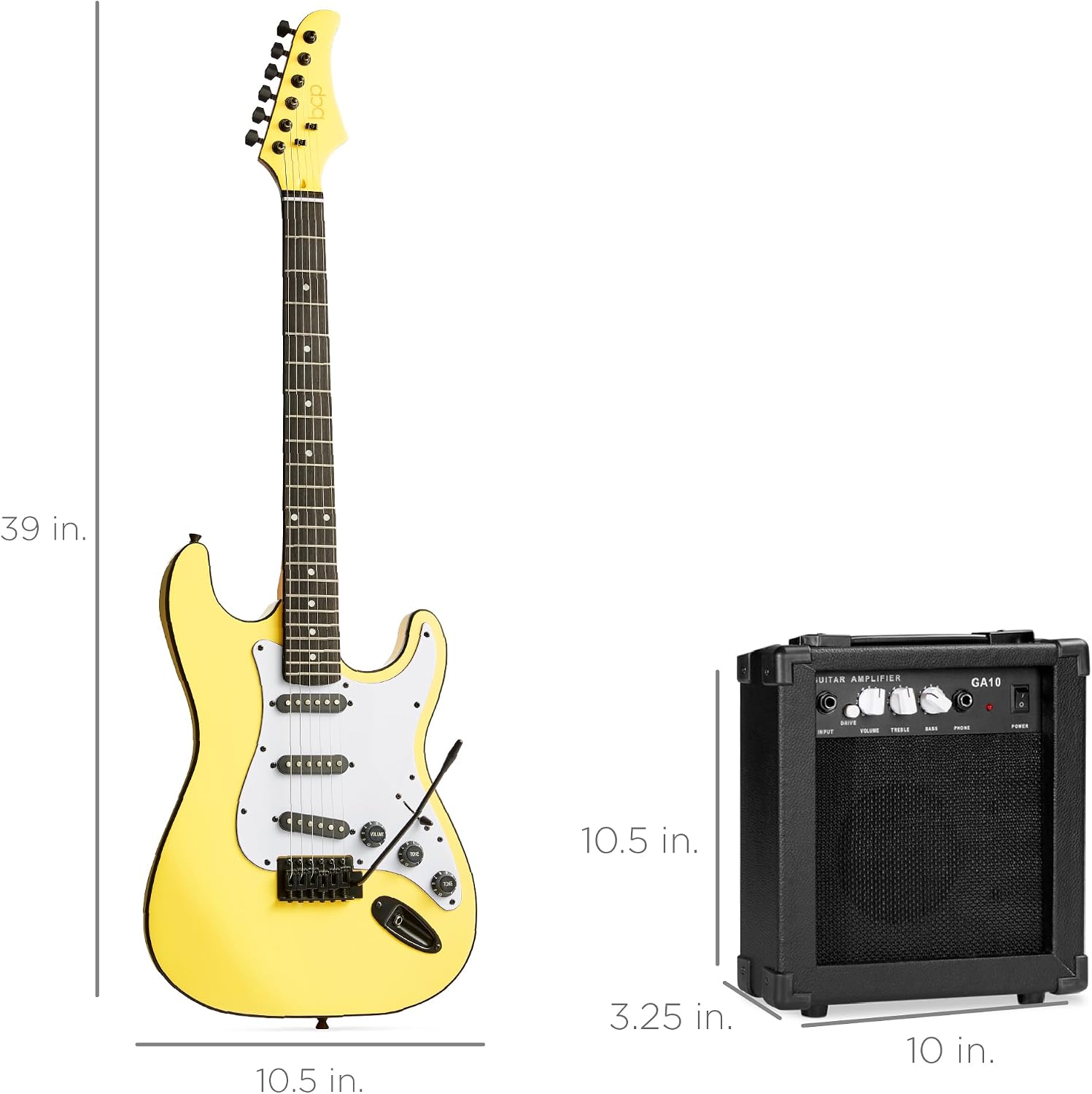 Best Choice Products 39in Full Size Beginner Electric Guitar Starter Kit w/Case, Strap, 10W Amp, Strings, Pick, Tremolo Bar - Yellow