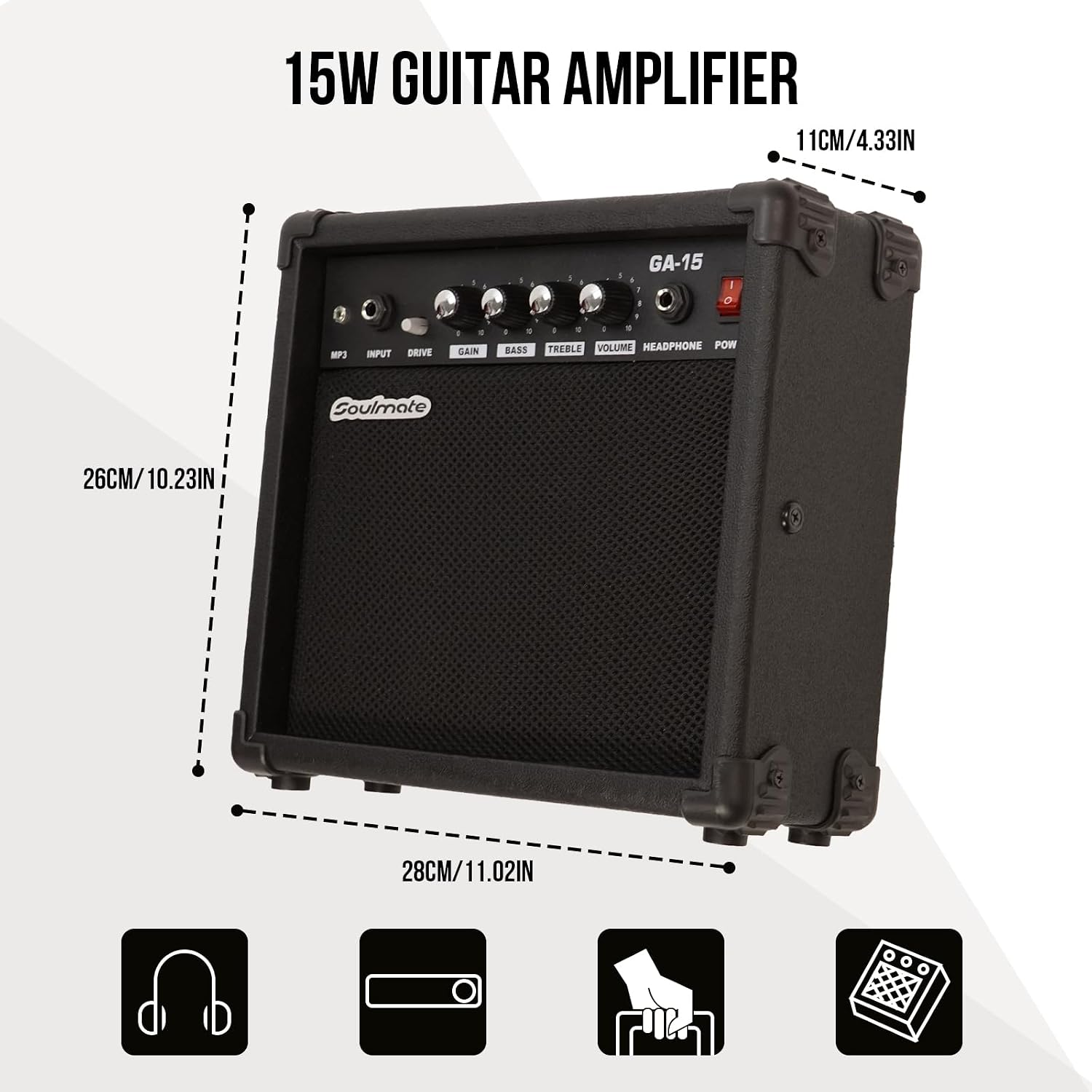 Soulmate Electric Guitar Kit for Beginner 39 Inch Full Size HSS Pick Up Right Handed Starter Solid Body Electric Guitar, with Amplifier, Bag, Capo, Strap, String,Cable, Picks, Black