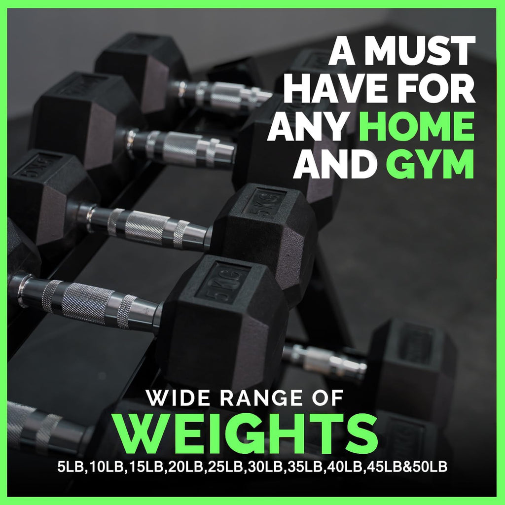 550 lbs Rubber Hex Dumbbells with Rack 5-50 lbs Free Weight for Home Gym, Durable Rubber Dumbbell with Storage,Coated Cast Iron Weight Strength Training Dumb bell Exercise Fitness Equipment