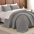 Lady Ann Gray Oversized King Bedspread 128x120, 3Pcs Extra Large Farmhouse Lightweight King Quilt Bedding Set Soft Quilted Bedspreads Thin Comforter for All Season