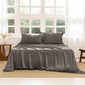 THXSILK Silk Sheet Set 4 Pcs, King Size Sheet Set, 22 Momme 7A+ Silk Sheets, Soft and Breathable Bed Sheets with 1 Flat Sheet, 1 Fitted Sheet, 2 Pillow Shams, Charcoal