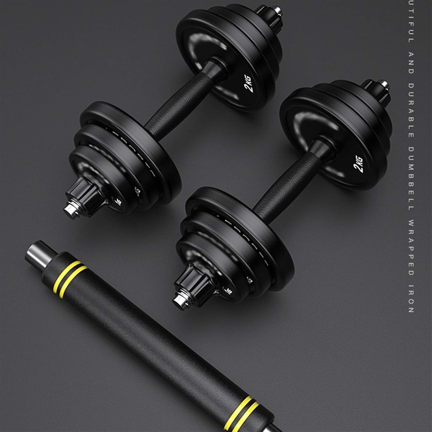 Exercise Set 20KG Dumbbells Pairs 3-44 lbs Adjustable Dumbbell Weight Set Barbell Lifting with 2 Connector for Home Bodybuilding Training(10kg2) Weight Bell