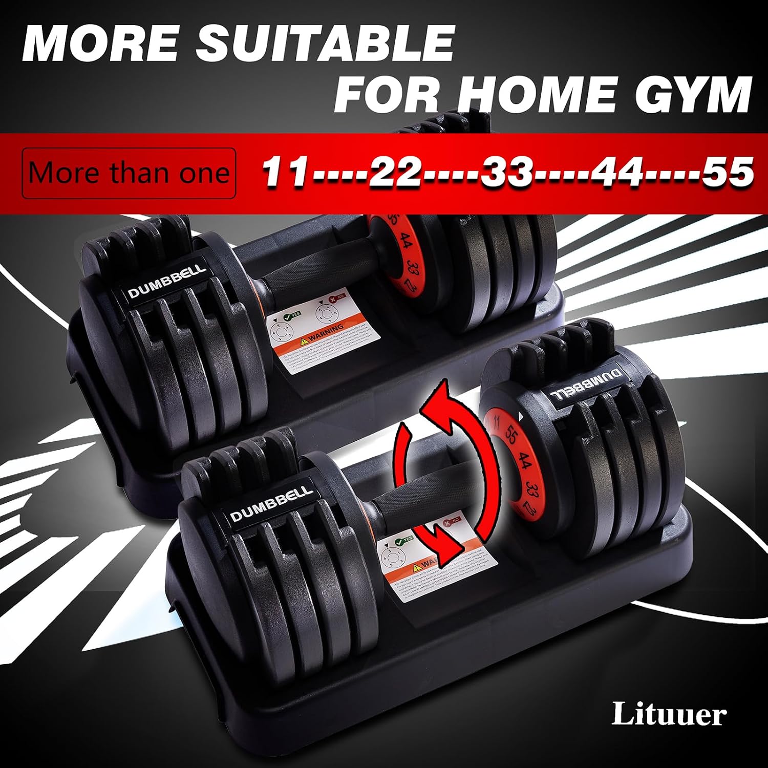 Kanchimi 25/55lbs Pair Adjustable Dumbbell Set, Fast Adjust Dumbbell Weight for Exercises Pair Dumbbells for Men and Women in Home Gym Workout Equipment with Tray Suitable for Full Body