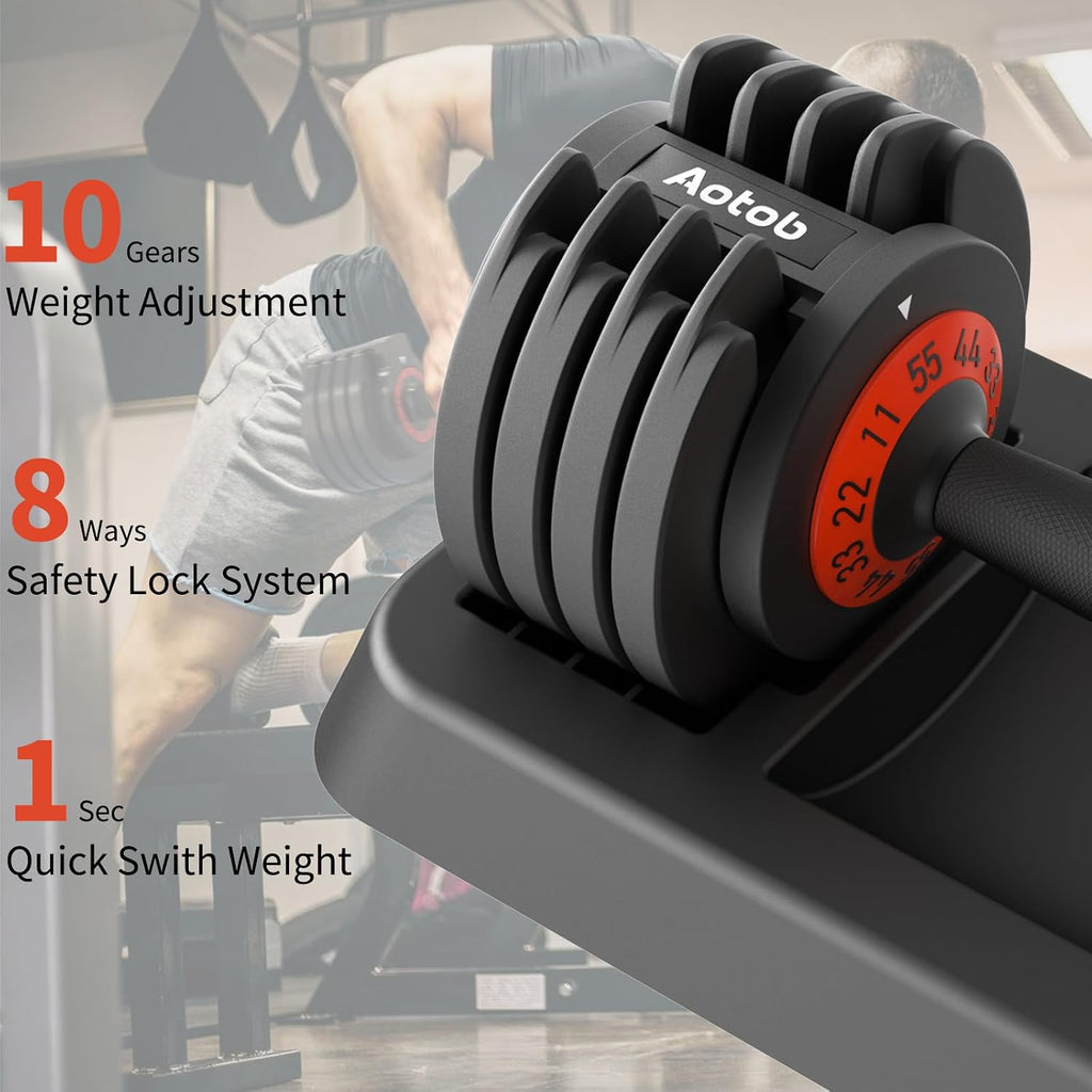 ACCPO Adjustable Dumbbells Set,55LB Dumbbell Pair,Fast Adjustment Weight Dumbbell by Turning Anti-slip Handle,Strength Training Dumbbell with Tray Suitable for Men Women Full Body Exercise