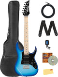 Ibanez GRGM21M RG Gio miKro Short-Scale Electric Guitar - Blue Burst Bundle with Gig Bag, Tuner, Instrument Cable, Picks, Austin Bazaar Instructional DVD, and Polishing Cloth