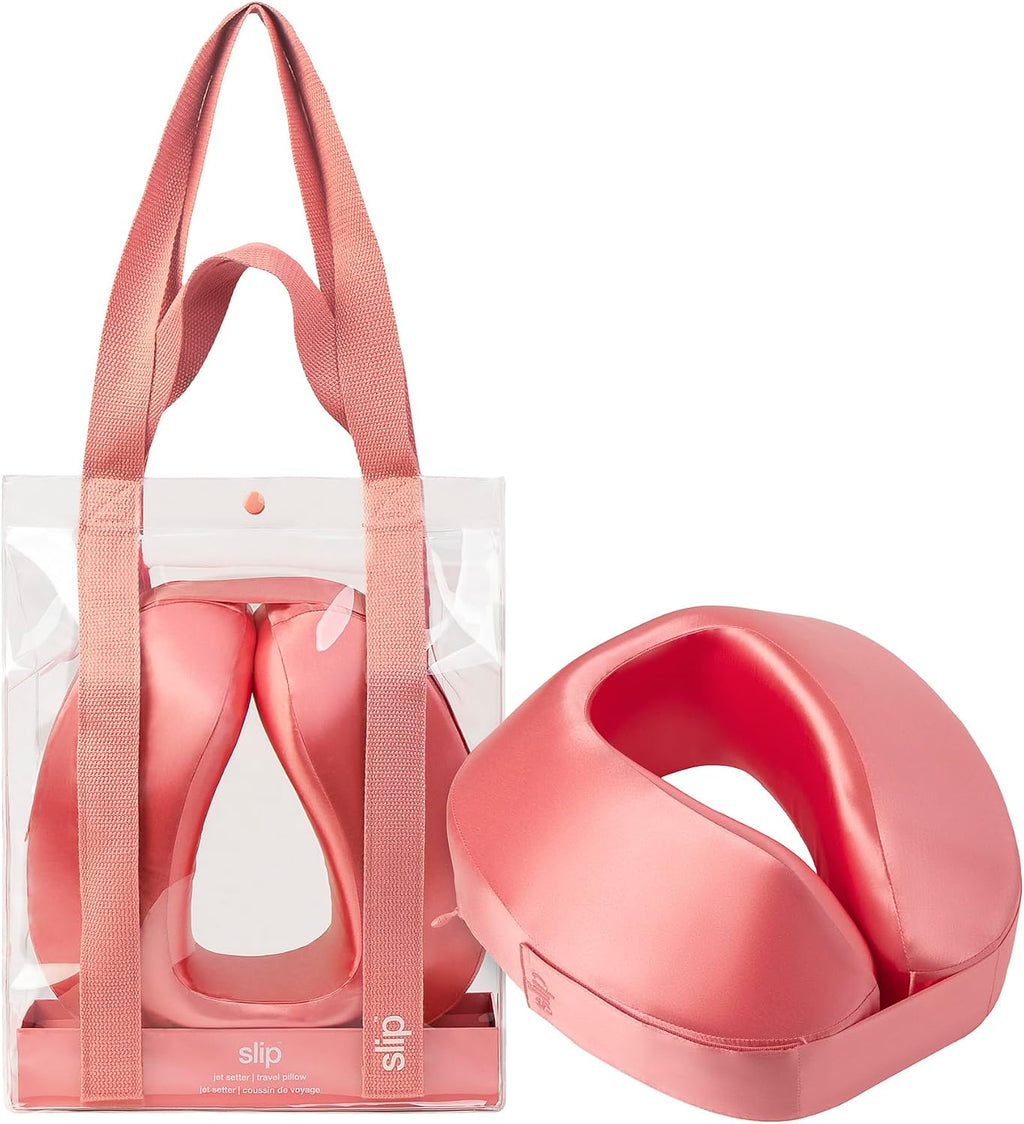 SLIP Silk Jet Setter Travel Pillow - Blush - The Slipsilk Difference Highest Grade Pure 22 Momme Mulberry Silk Pillowcase - Anti-Aging, Anti-Sleep Crease, Anti-BedHead