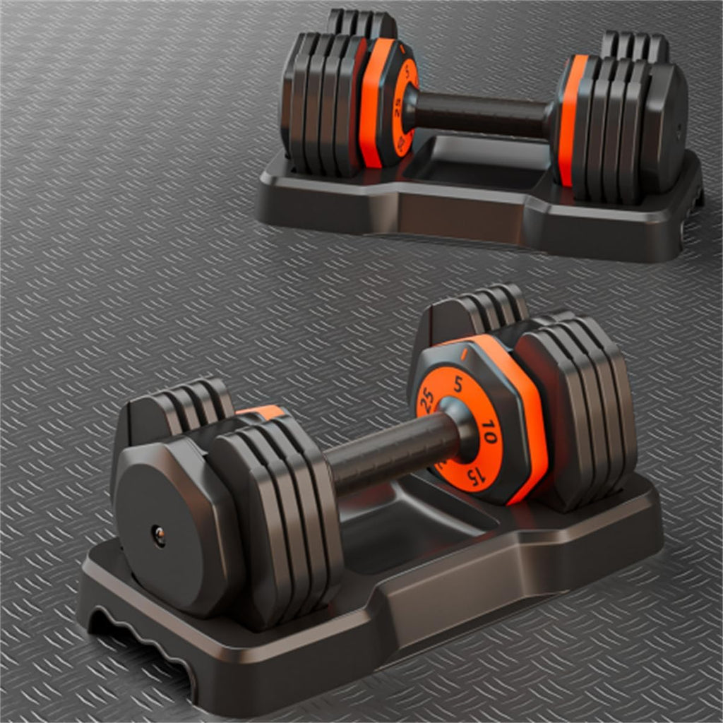 Adjustable Dumbbell Set 25LB Pairs Dumbbell Weights 5 in 1 Free Weight Adjust with Anti-Slip Metal Handle for Home Gym Exercise Equipment, Black