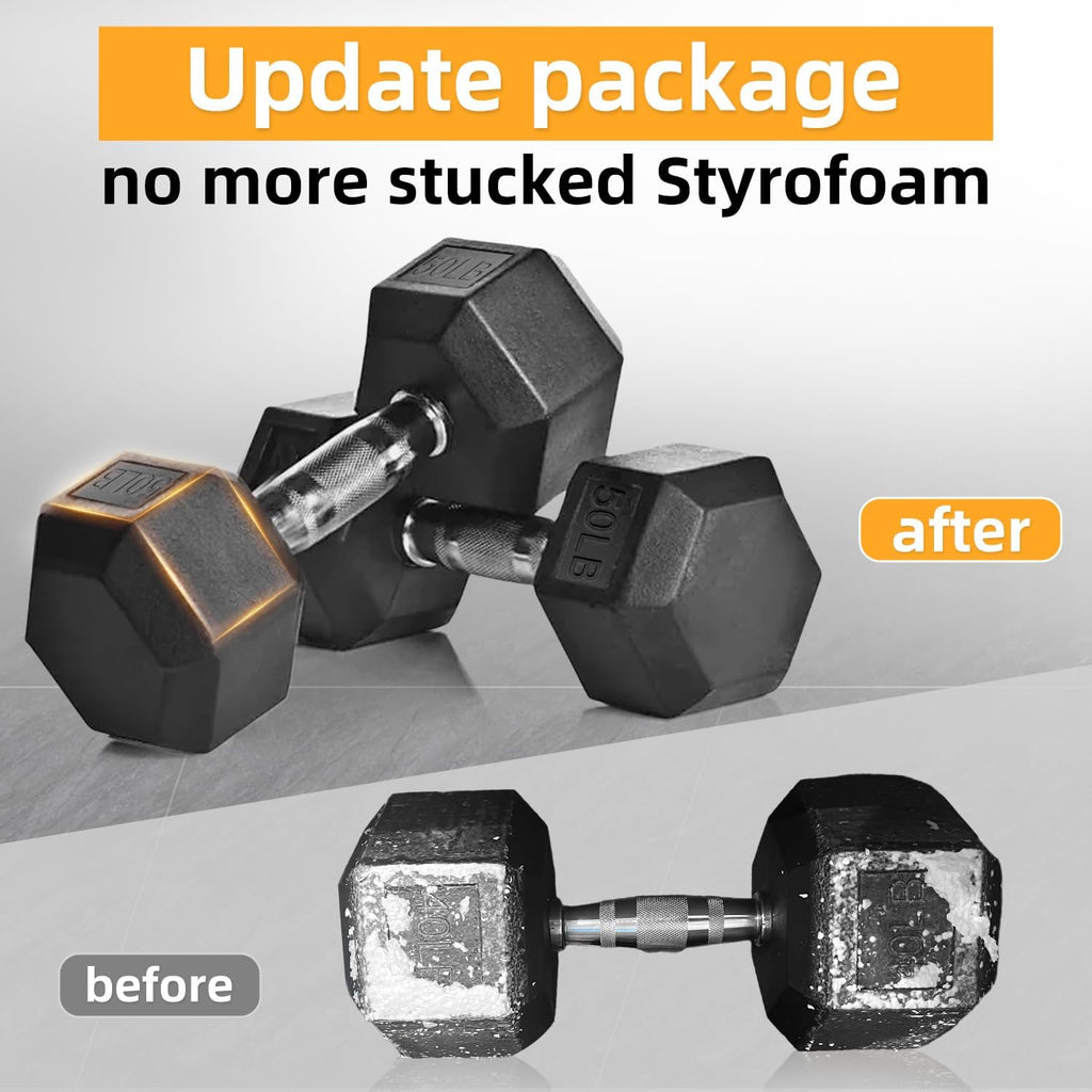6-10 Pair Iron and Rubber Coated Dumbbell Set 350/450/550 lbs 5-50 lbs Hand Free Weight for Strength Hex Rubber Weights with Vertical Storage Rack Fitness Home Gym Equipment