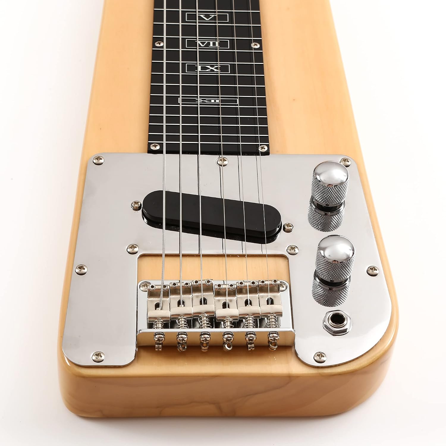 Batking Lap Steel Guitar 6 String Slotted Head Stock Electric Slide Guitars Natural Color