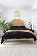 The Harry Creations 3 Pcs Set Solid Pattern Velvet Bedding Ultra Donna Crushed Luxury Boho Duvet Cover (Crush- Black, Super King Plus 114' x 118')