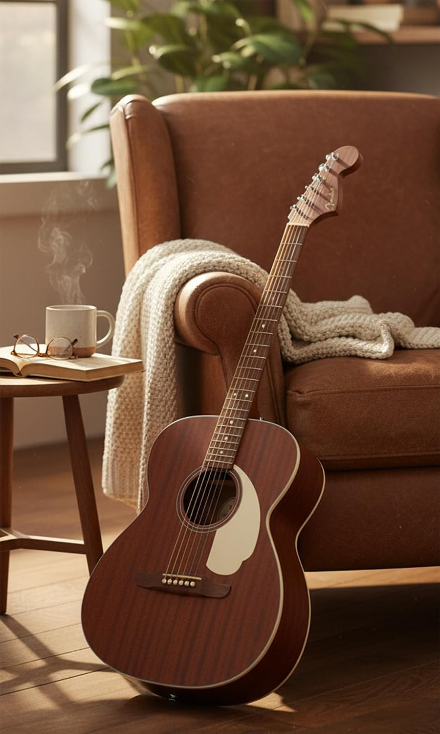 Fender California Standard Monterey E Acoustic-Electric Guitar - Natural Sapele Bundle with Gig Bag, Tuner, Strap, Strings, Picks, and Austin Bazaar Instructional DVD