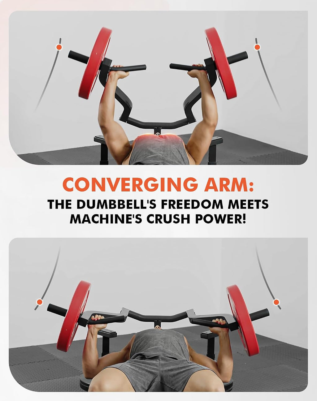 GMWD Chest Press Machine, 1200LBS Bench Press Machine with Independent Converging Arms, Adjustable Flat Incline Bench for Chest, AB Workouts, Shoulder Home Gym Equipment, V1