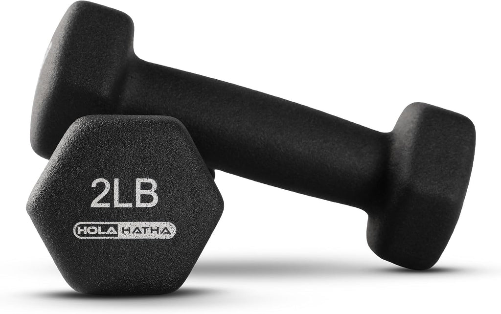 HolaHatha Neoprene Dumbbell Weights Set w/Rack, Home Gym Equipment - Portable Weighted Exercise Dumbbells for Fitness, Training, and Lifting Workouts