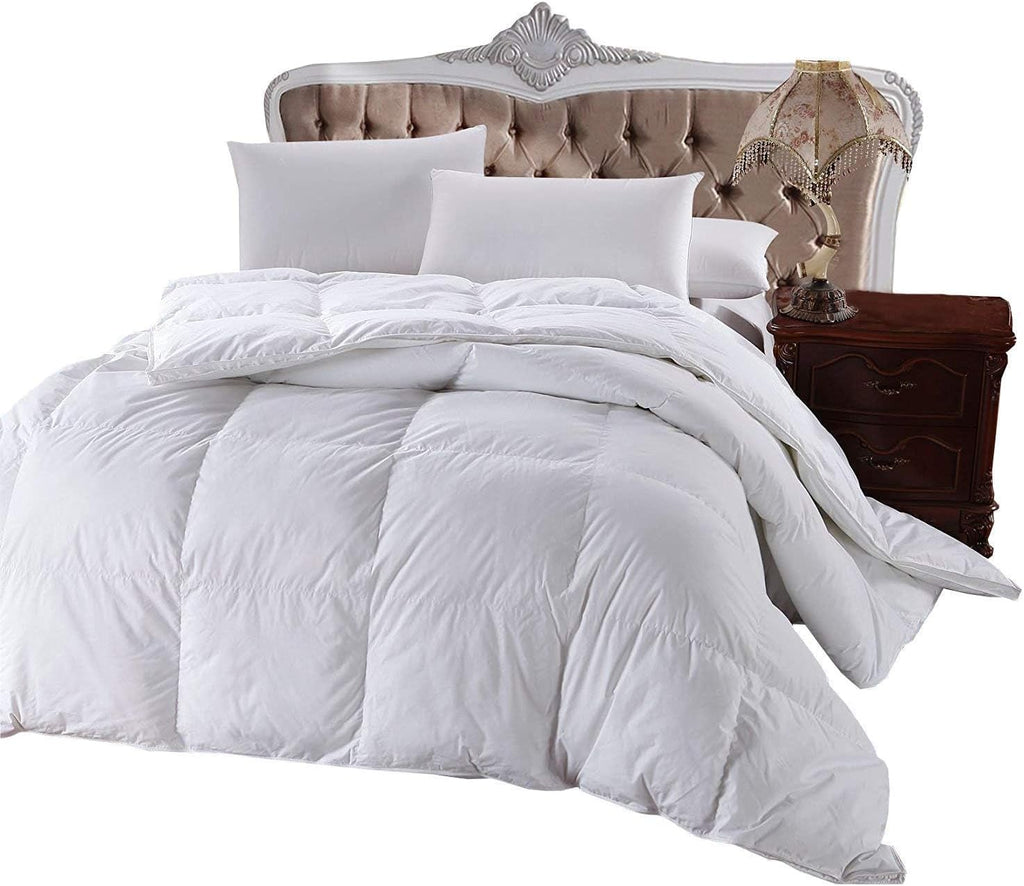 Royal Hotel Bedding 300 Thread Count Oversized Queen Size Down-Alternative Comforter, Overfilled Duvet Insert 100% Cotton Shell 750FP - 100% Down-Alternative Fill, 85OZ - White Solid, Oversized Queen