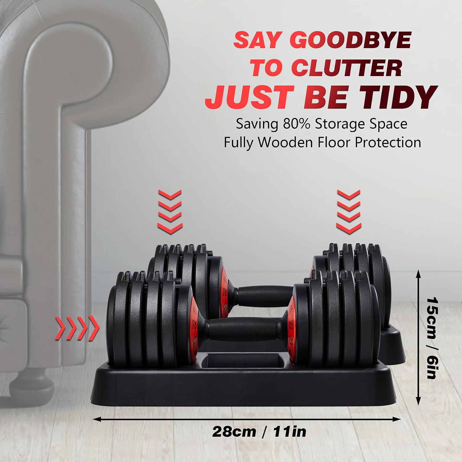 Kanchimi 25/55lbs Pair Adjustable Dumbbell Set, Fast Adjust Dumbbell Weight for Exercises Pair Dumbbells for Men and Women in Home Gym Workout Equipment with Tray Suitable for Full Body