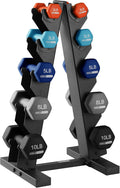 HolaHatha Neoprene Dumbbell Weights Set w/Rack, Home Gym Equipment - Portable Weighted Exercise Dumbbells for Fitness, Training, and Lifting Workouts