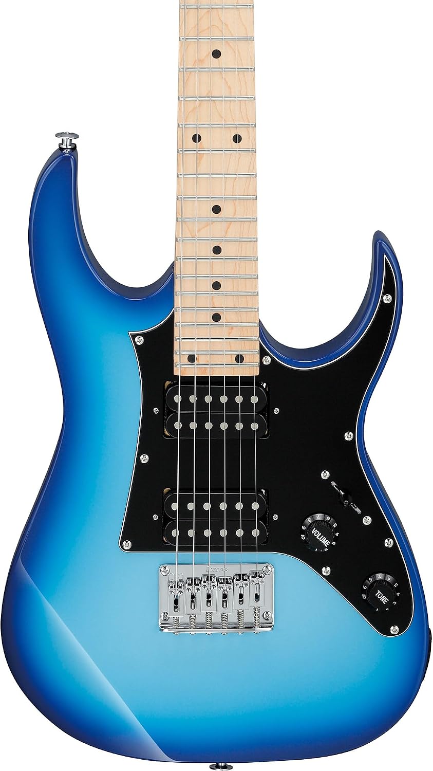 Ibanez GRGM21M RG Gio miKro Short-Scale Electric Guitar - Blue Burst Bundle with Gig Bag, Tuner, Instrument Cable, Picks, Austin Bazaar Instructional DVD, and Polishing Cloth
