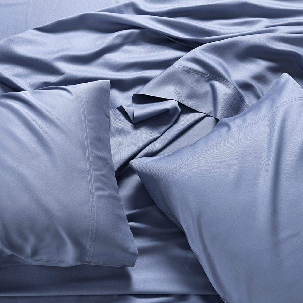 Royal Hotel Bedding 100% Natural Viscose Made from Bamboo Sheets, Soft Cooling Breathable Hotel Sheet and Pillowcases, 4 Piece Set - Adjustable Head Split King Size - Top-Split-King - Blue