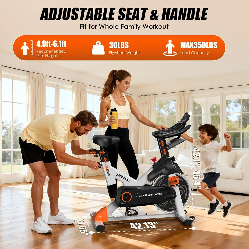 pooboo Exercise Bike,Stationary Bike with Exclusive App for Home,Magnetic Low Noise Indoor Cycling Bike with 350lbs Weight Capacity,Adjustable Seat,Tablet Mount and LCD Display for Weight Loss
